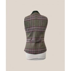 Ex-Demo Equi-Jewel by Emily Tweed Waistcoat - Cairngorm Meadow Tweed with Faux Suede Bottle Green Full Collar and Trim - UK SIze 8