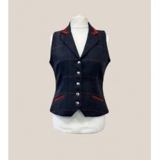 Ex-Demo Equi-Jewel by Emily Tweed Waistcoat - Cairngorm Jackdaw Tweed with Faux Suede Terracotta (5) Trim - UK Size 14